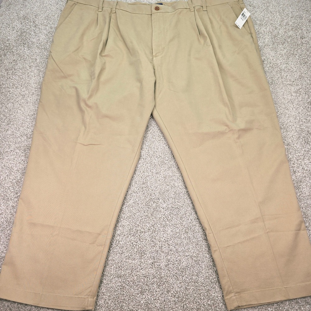 IZOD Mens Big & Tall 54x29 Performance Plus Stretch Pleated Khaki Pants NWT
